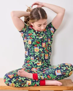 Kids Organic Pima Short Sleeve PJ Set in Kitchen Garden