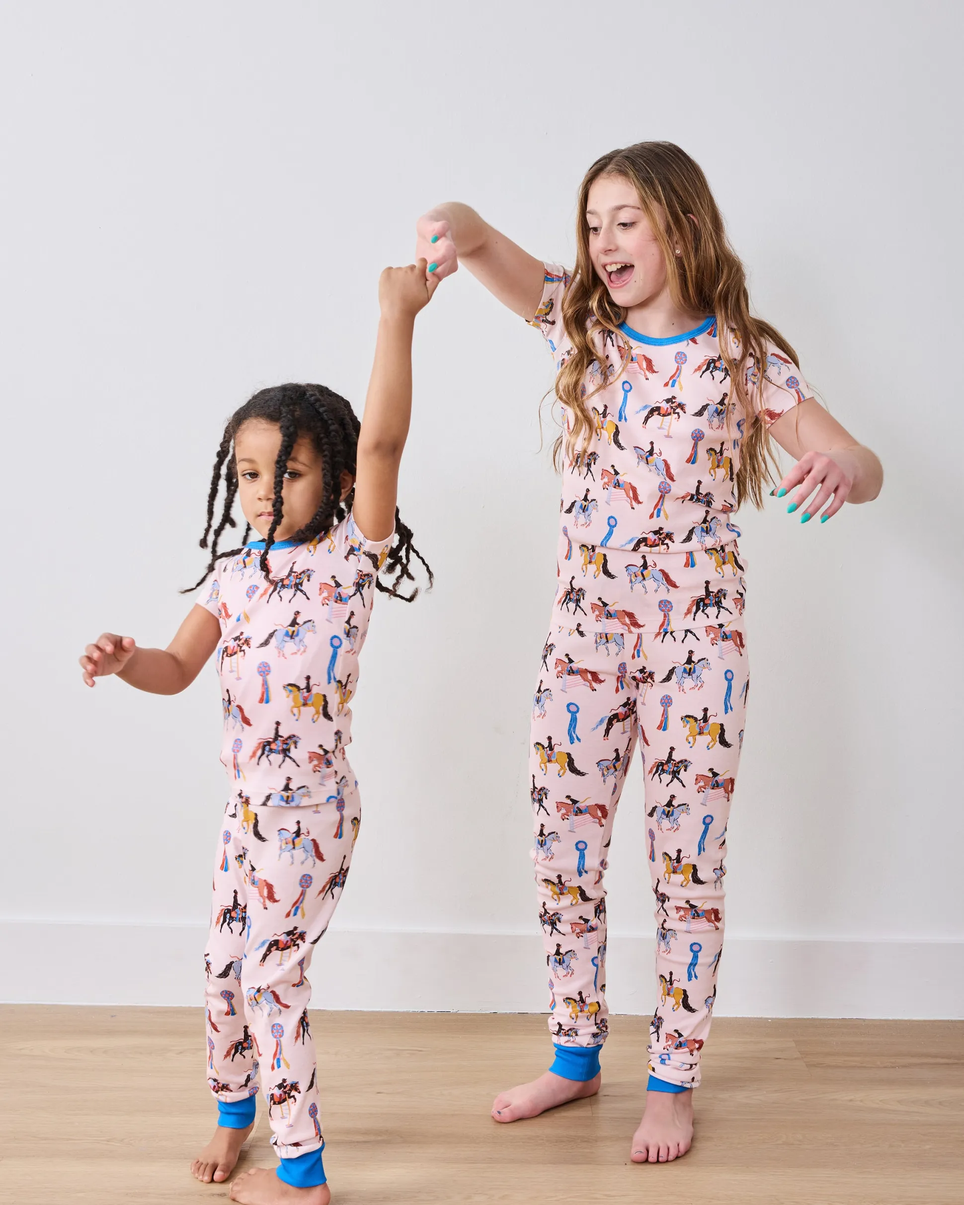 Kids Organic Pima Short Sleeve PJ Set in Horse Show