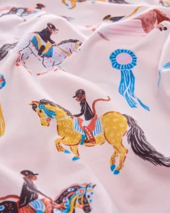 Kids Organic Pima Short Sleeve PJ Set in Horse Show