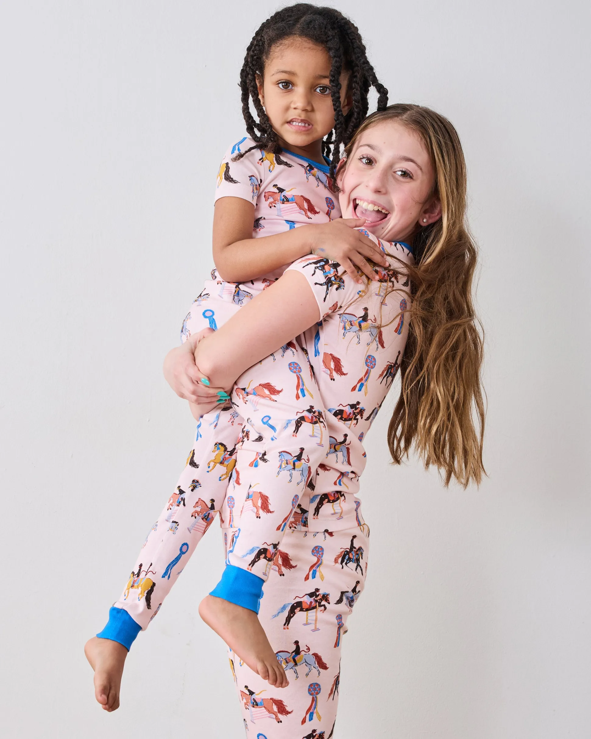 Kids Organic Pima Short Sleeve PJ Set in Horse Show