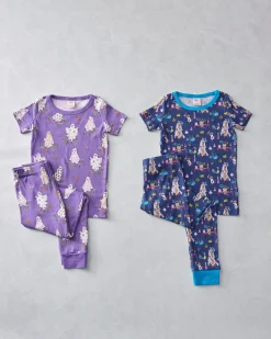 Kids Organic Pima Short Sleeve PJ Set Bundle in Gardening Ghosts & It’s Alive