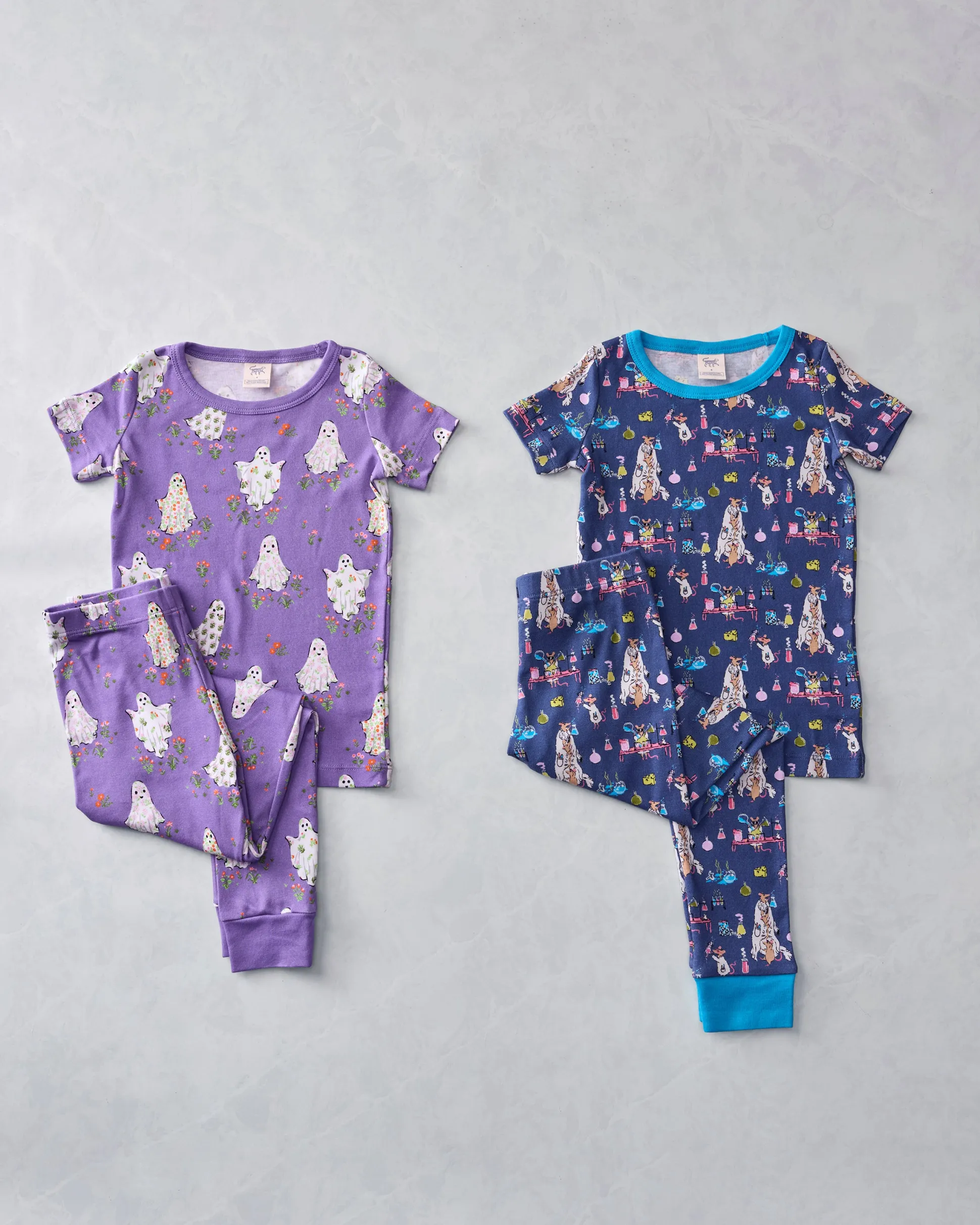 Kids Organic Pima Short Sleeve PJ Set Bundle in Gardening Ghosts & It’s Alive