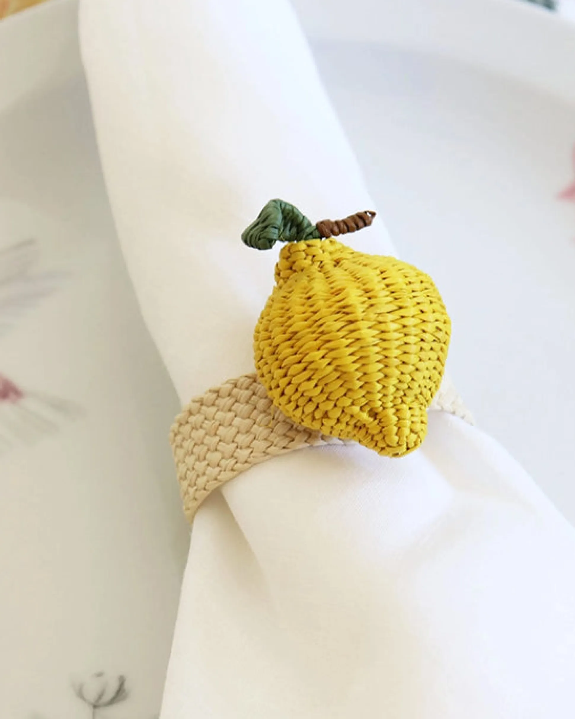 Lemon Napkin Ring in Yellow Combo