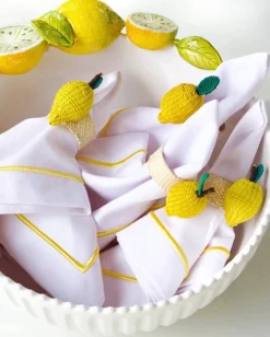 Lemon Napkin Ring in Yellow Combo