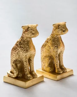 Leopard Bookend Set in Gold