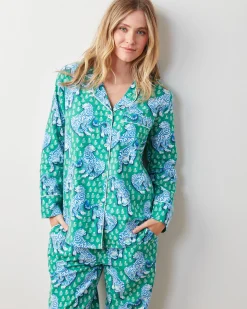 Lightweight Flannel Long PJ Set in Tiger Queen