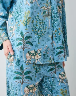 Lightweight Flannel Long PJ Set in Camel's Courtyard