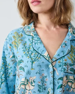 Lightweight Flannel Long PJ Set in Camel's Courtyard