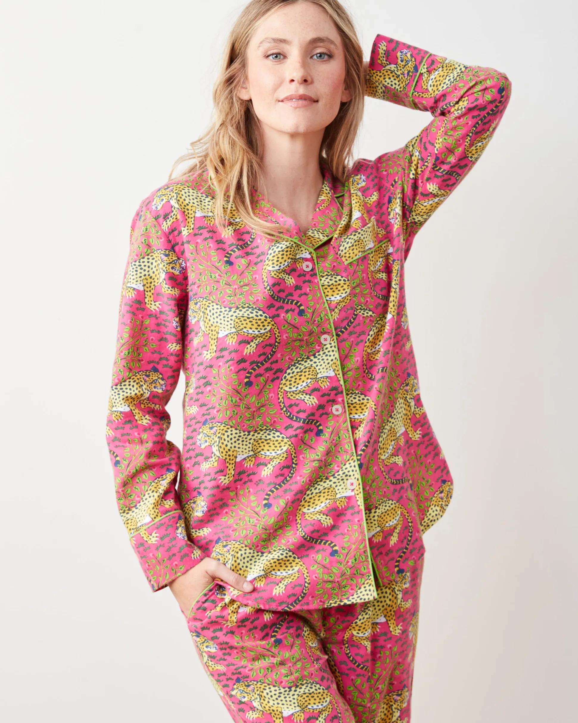 Lightweight Flannel Long PJ Set in Bagheera
