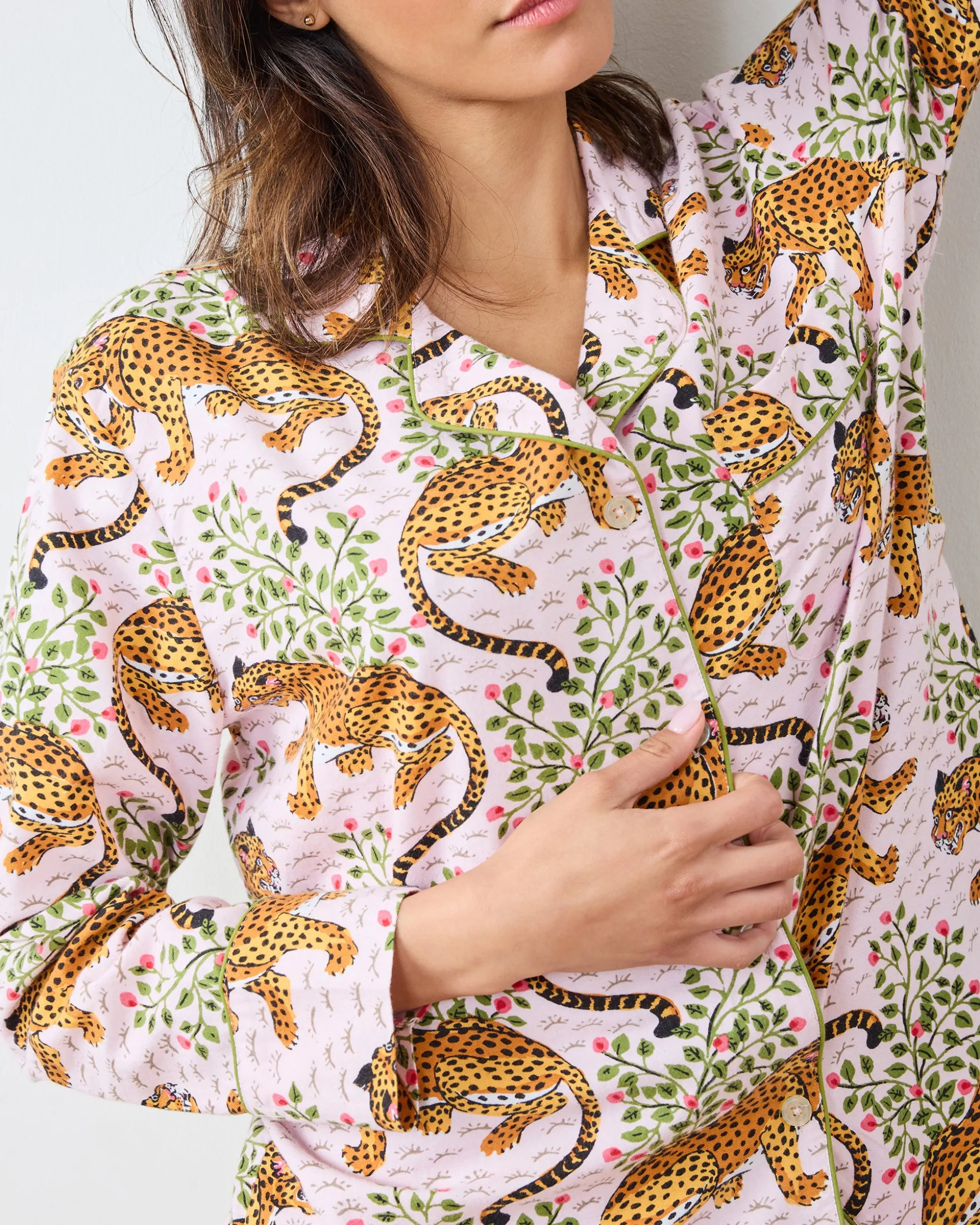 Lightweight Flannel Long PJ Set in Bagheera