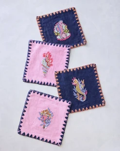 Linen Cocktail Napkins Set of 4 in Underwater Enchantment