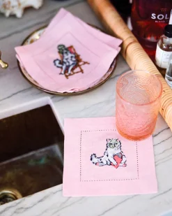 Linen Cocktail Napkins Set of 4 in Spa Day