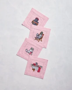 Linen Cocktail Napkins Set of 4 in Spa Day
