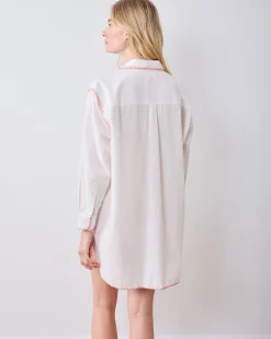 Linen Everyday Button Down in Embroidered Shells