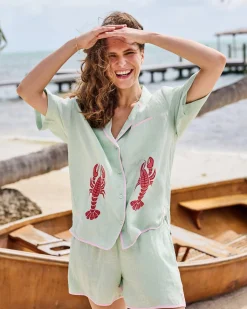 Linen Resort Set in Lobster Landing Applique