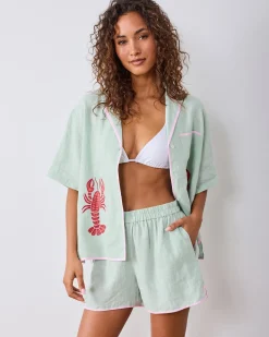 Linen Resort Set in Lobster Landing Applique