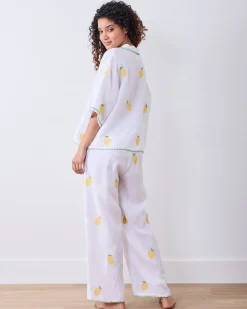 Linen Wildest Dreams Set in Embroidered Lemon Drop