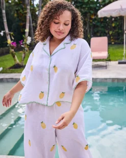 Linen Wildest Dreams Set in Embroidered Lemon Drop