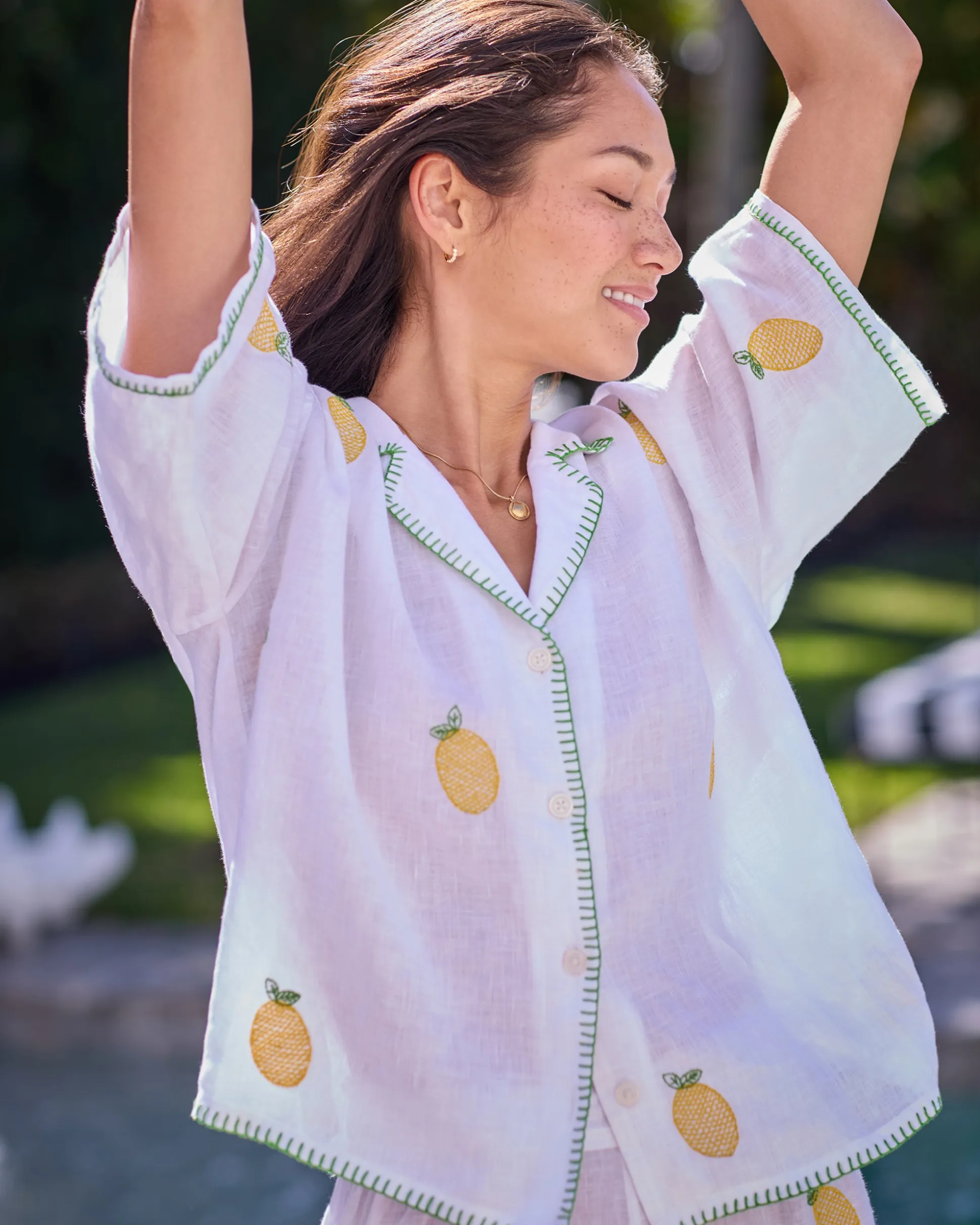 Linen Wildest Dreams Set in Embroidered Lemon Drop