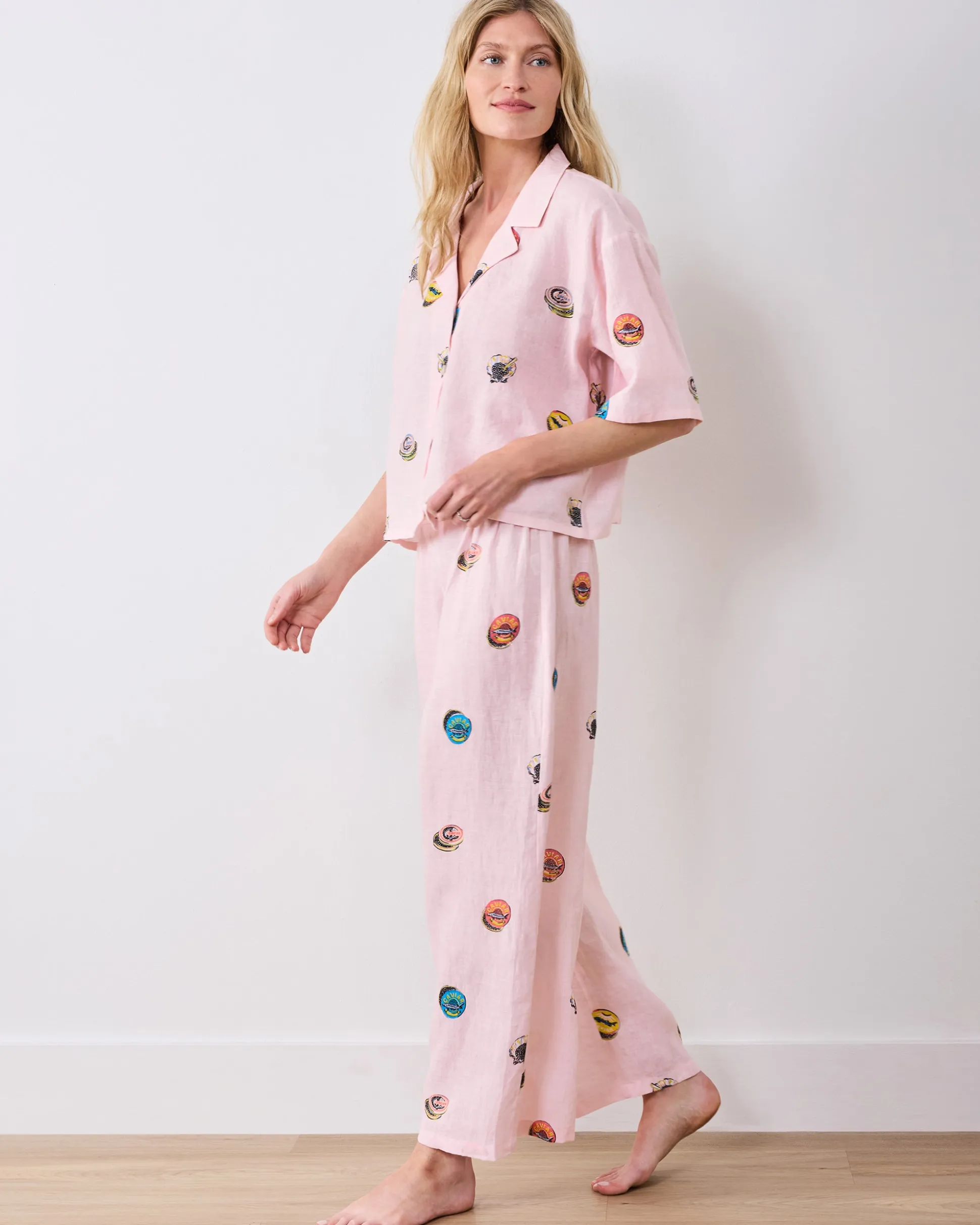 Linen Wildest Dreams Set in Embroidered Coastal Caviar