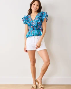 Lola Blouse in Stained Glass Sea