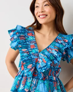 Lola Blouse in Stained Glass Sea