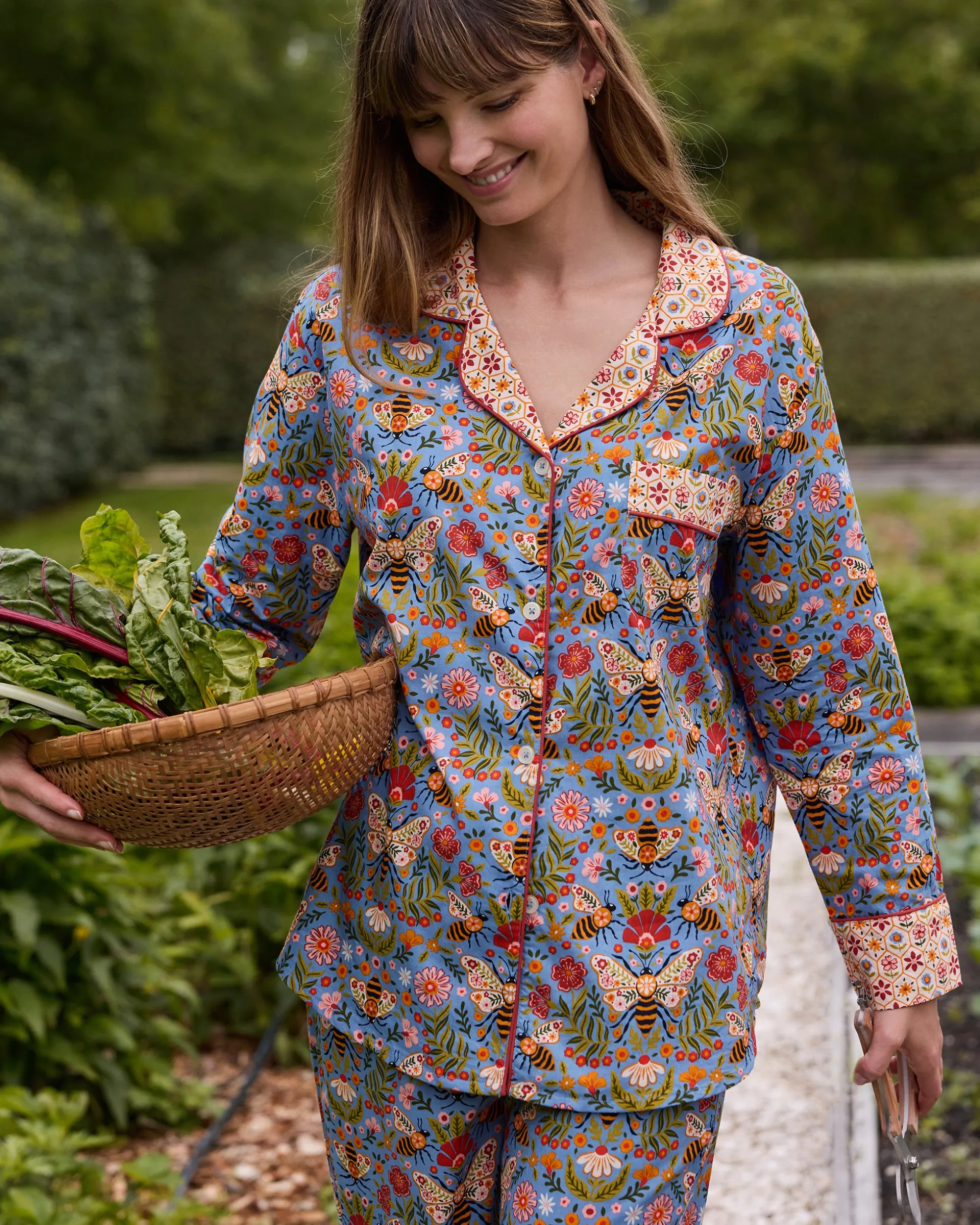 Long PJ Set in Bee Tapestry