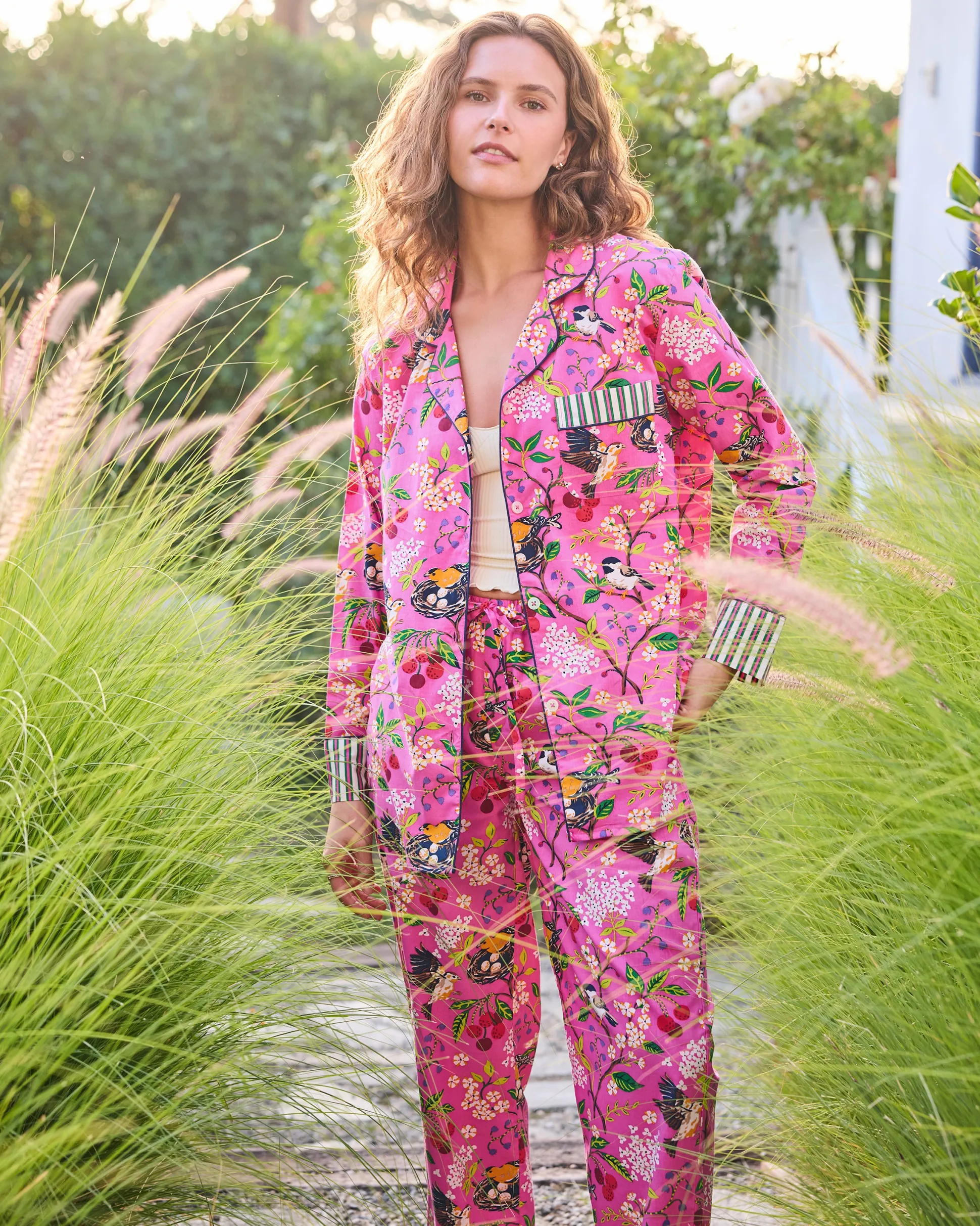 Long PJ Set in Bird & Blossom