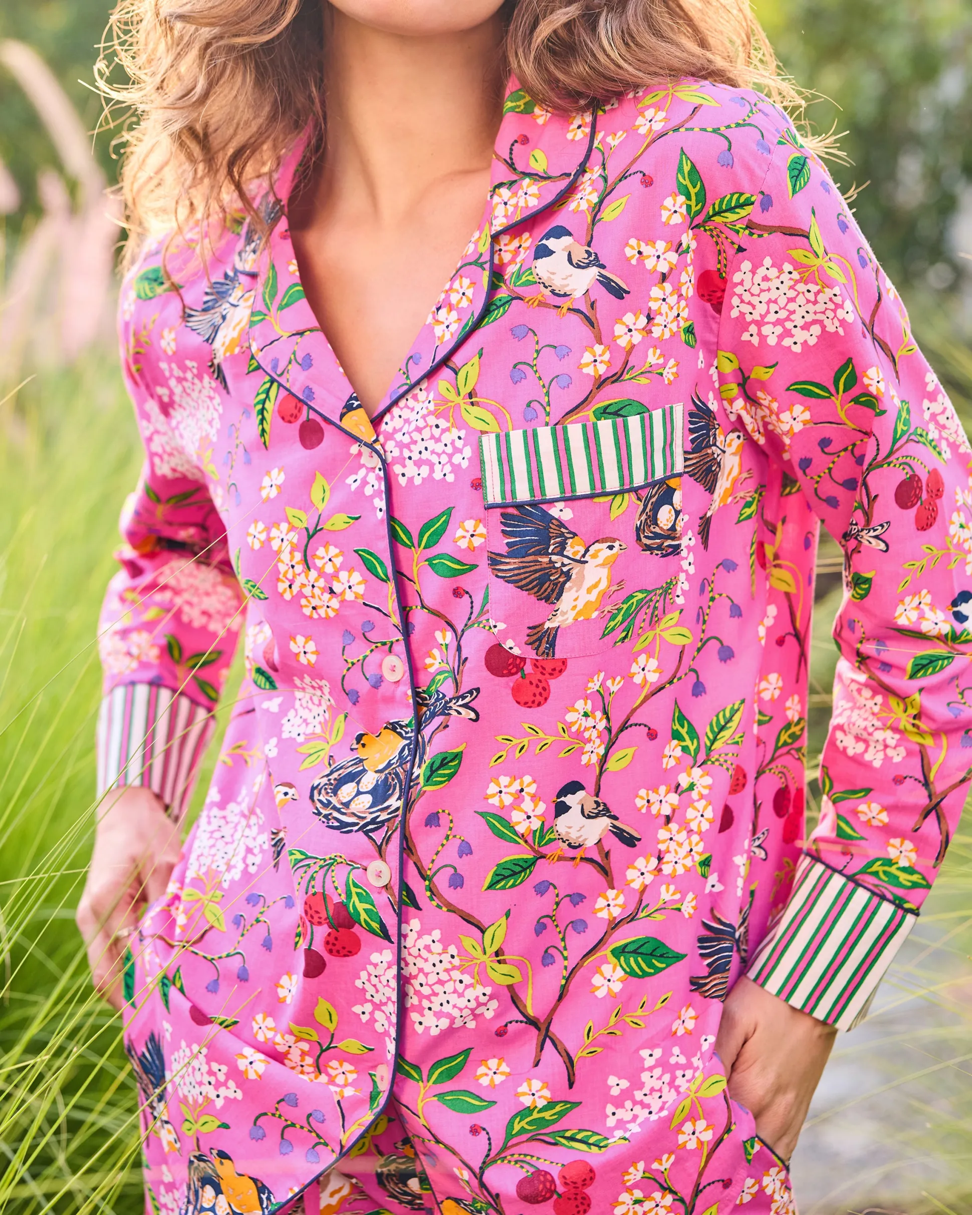 Long PJ Set in Bird & Blossom