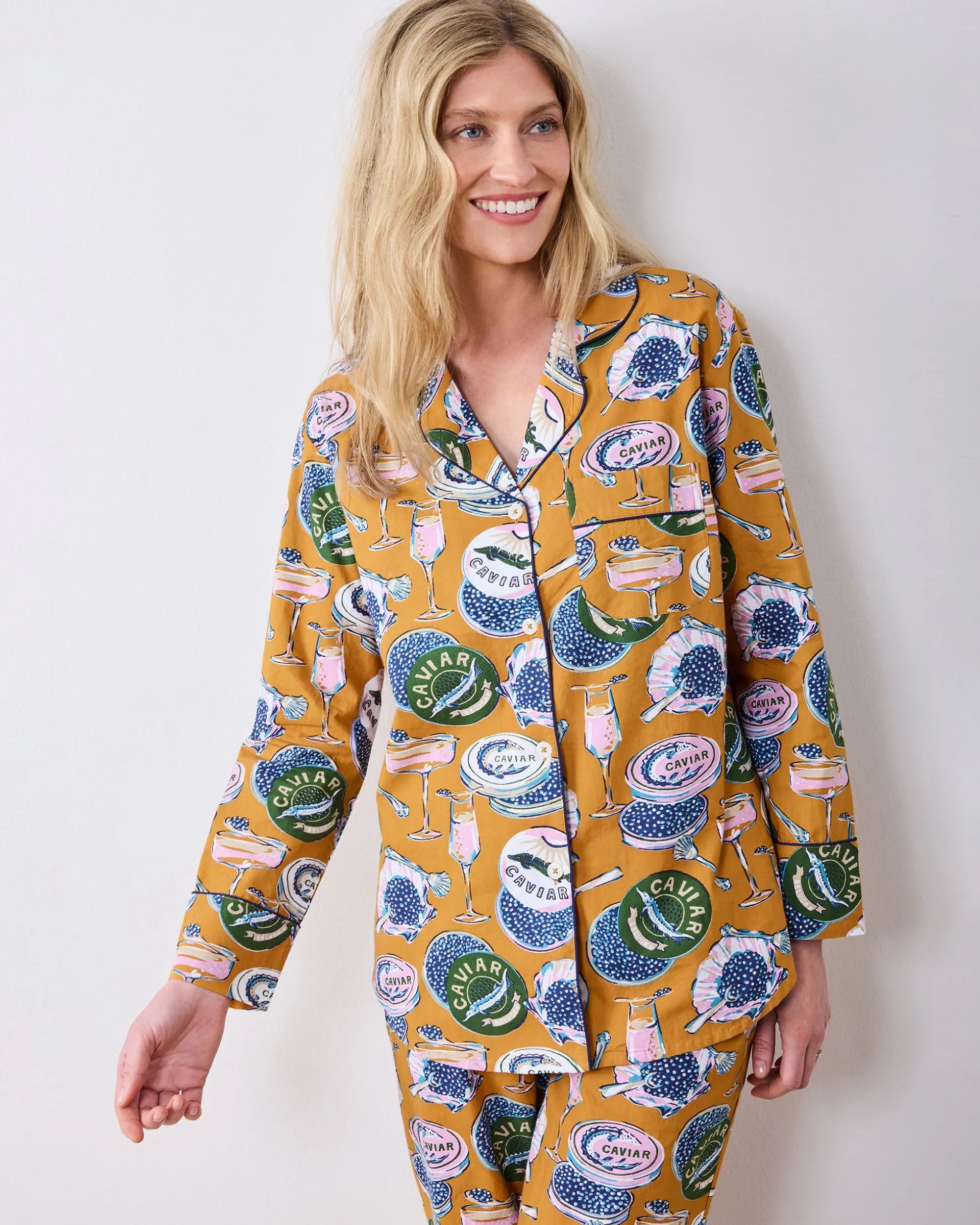 Long PJ Set in Champagne & Caviar