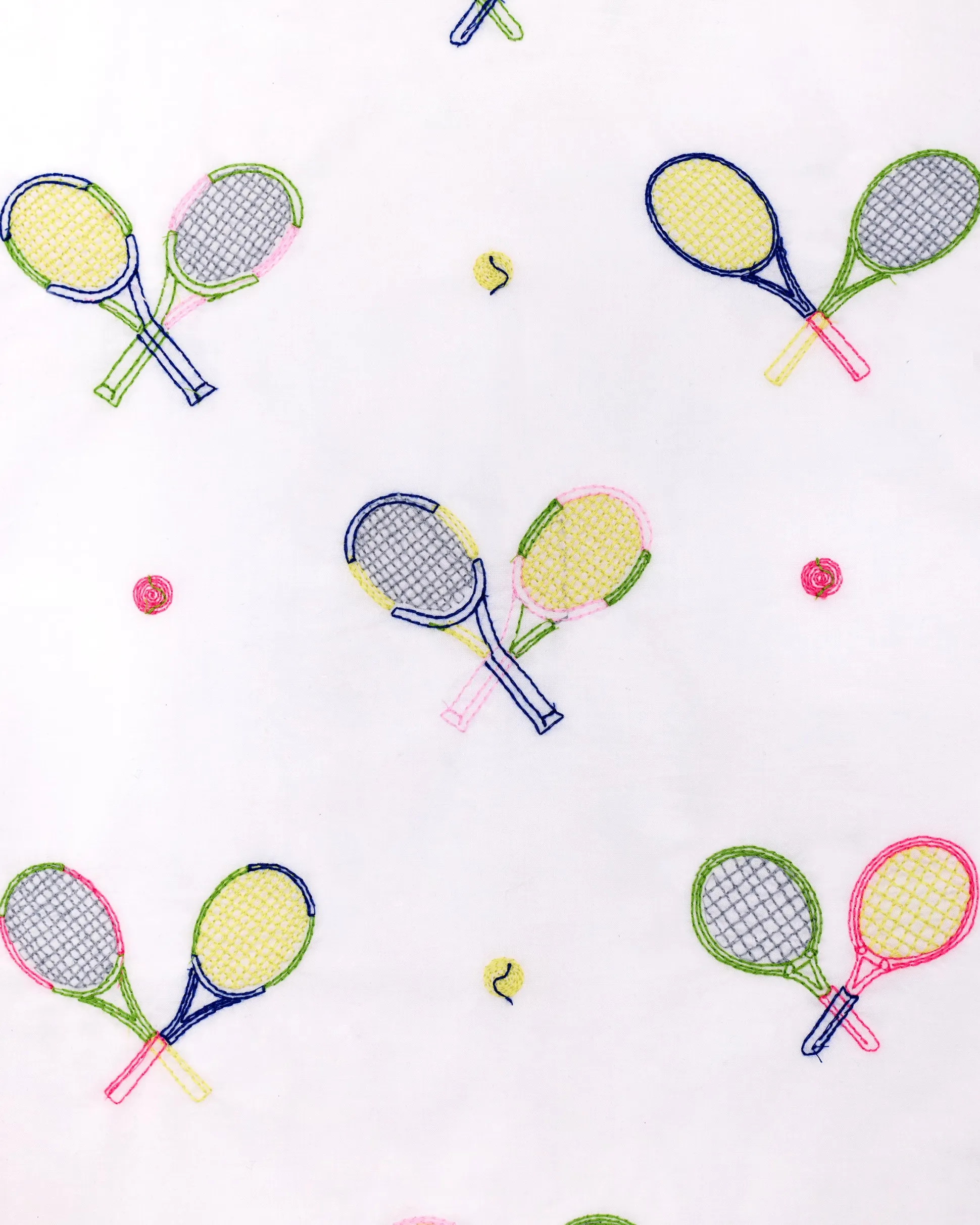 Long PJ Set in Embroidered Tennis Club