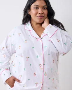 Long PJ Set in Embroidered Tequila Sunrise