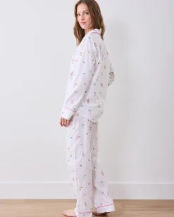 Long PJ Set in Embroidered Tequila Sunrise