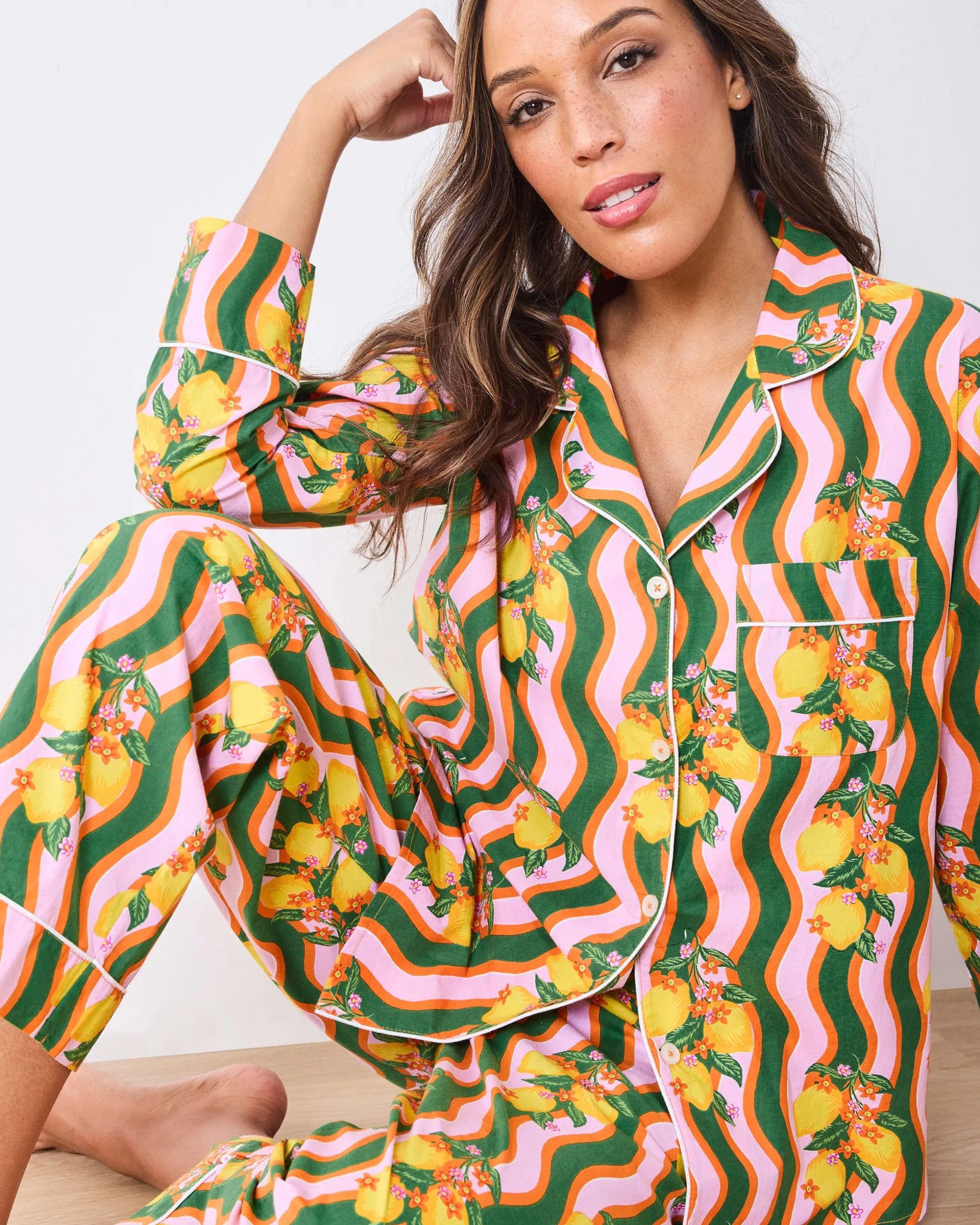 Long PJ Set in Lemon Twist