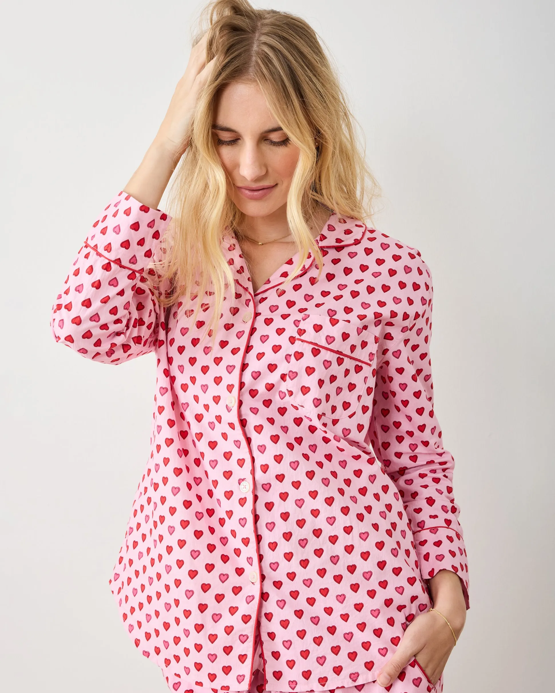 Long PJ Set in Mini Candy Hearts