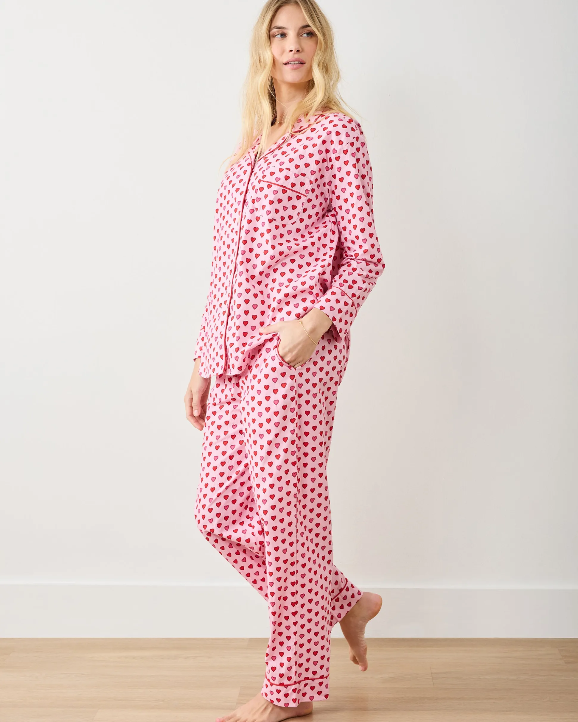 Long PJ Set in Mini Candy Hearts