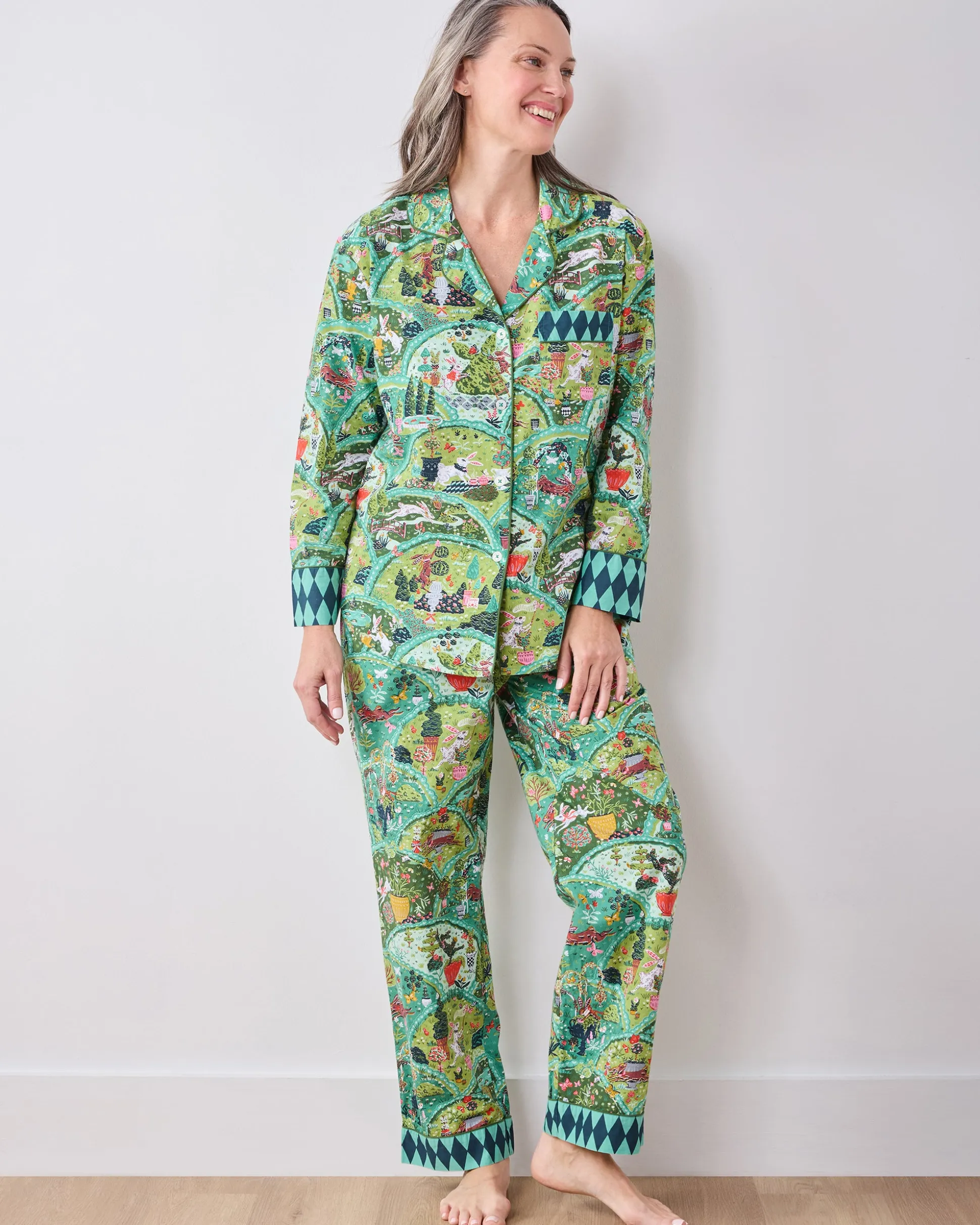 Long PJ Set in Rabbit Wonderland