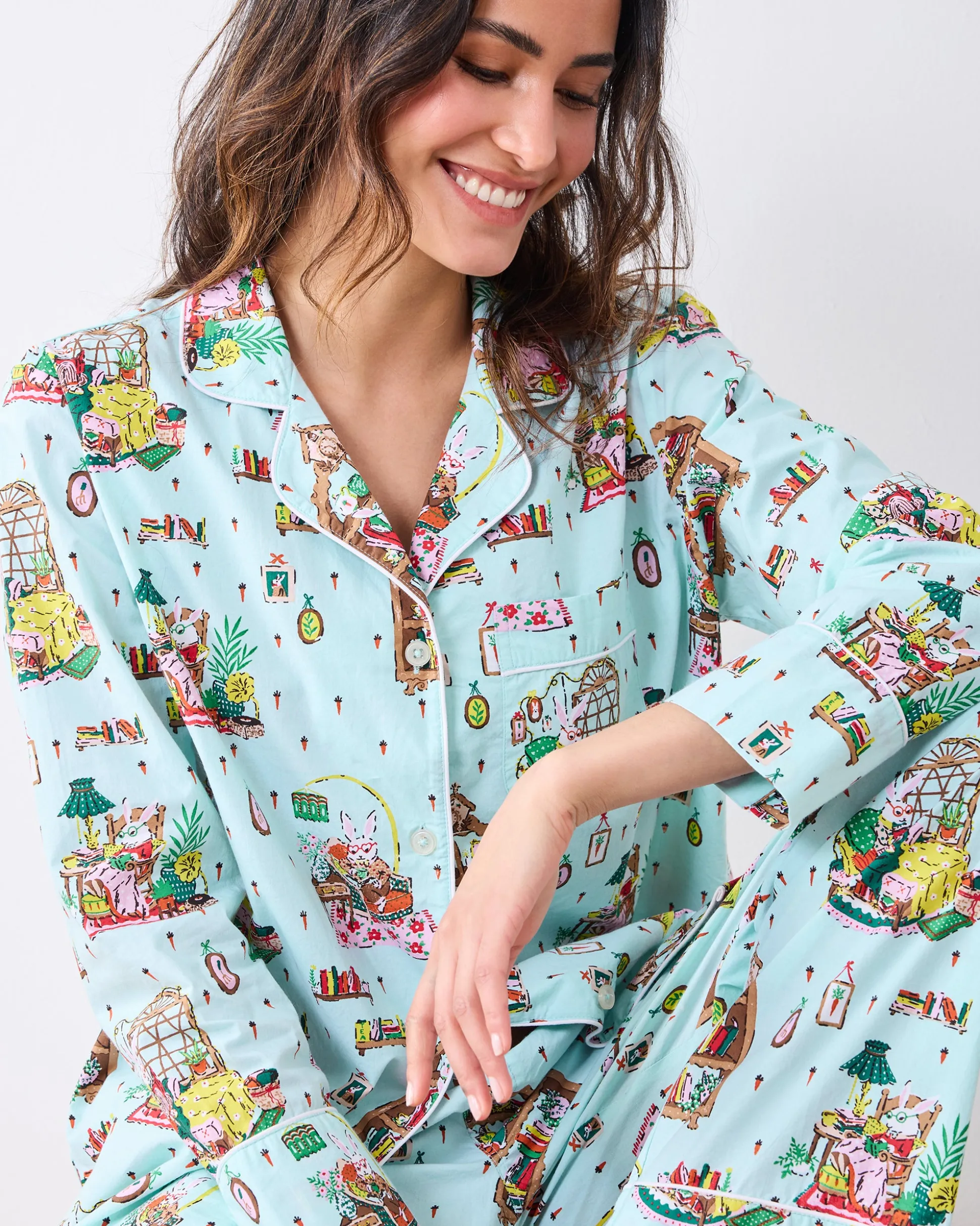 Long PJ Set in Reading Nook