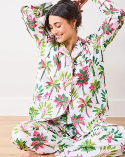 Long PJ Set in Royal Palms