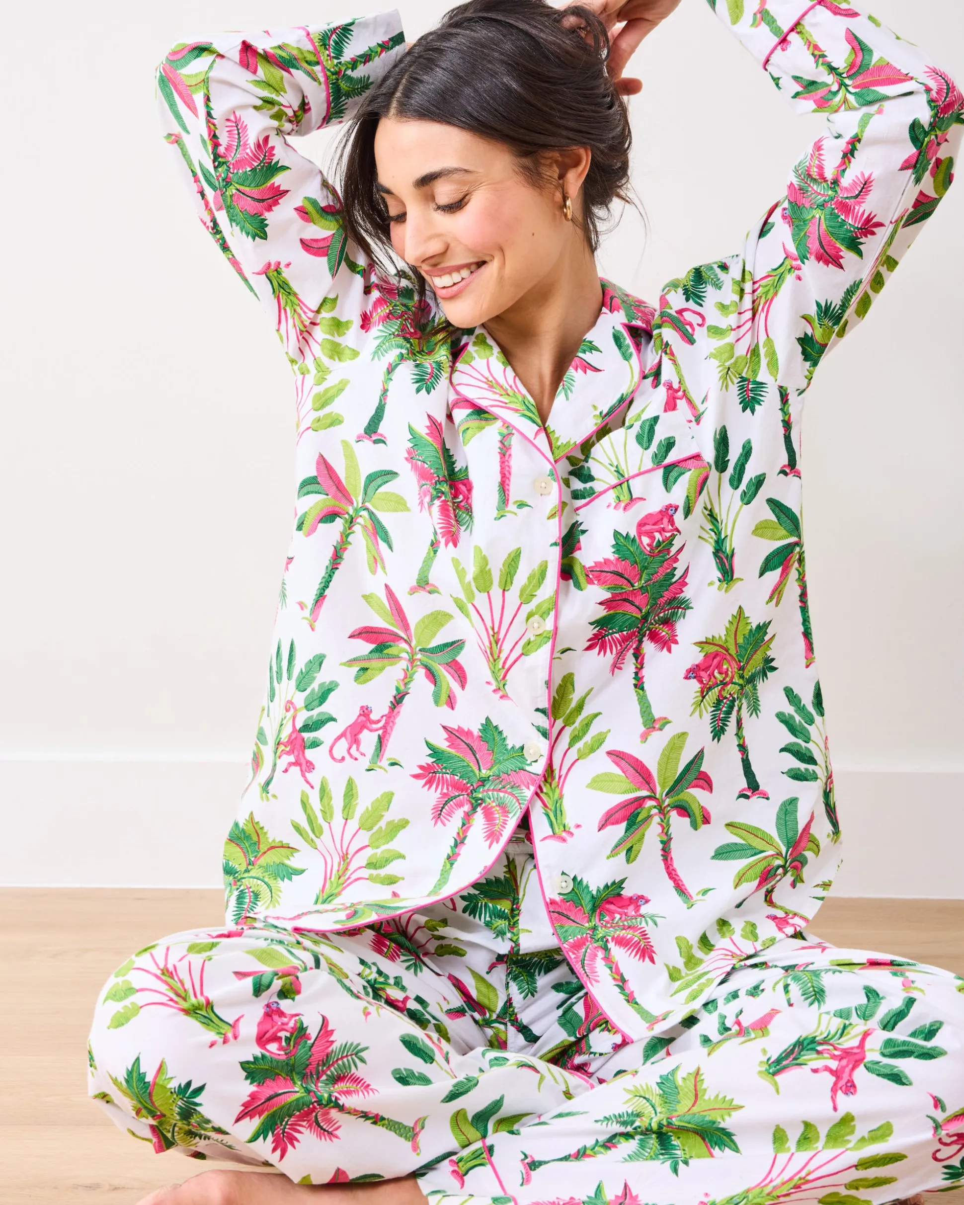 Long PJ Set in Royal Palms