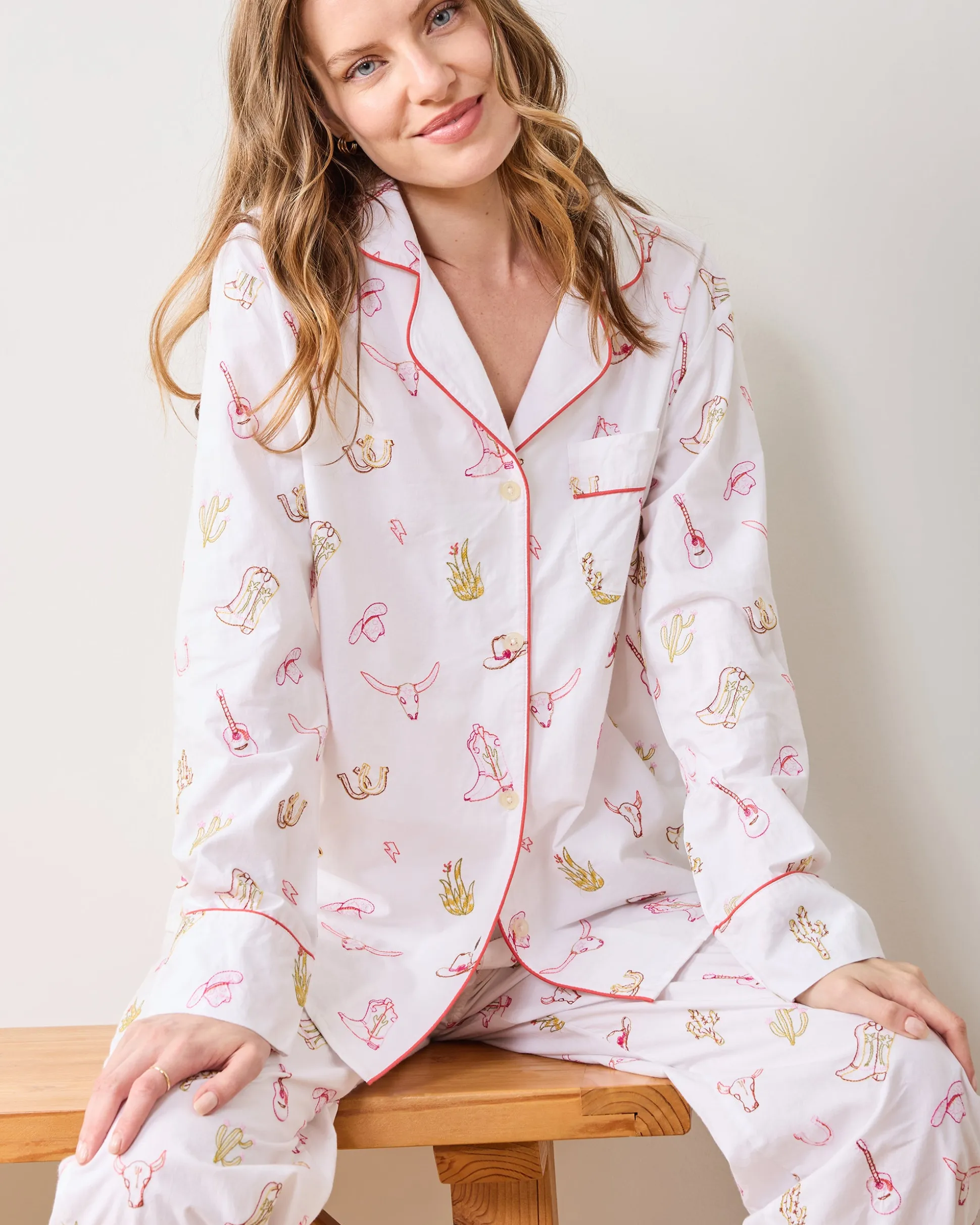 Long PJ Set in Western Embroidery