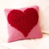 Looped Heart Hook Pillow in Pink