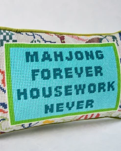Mahjong Needlepoint Pillow in Multi