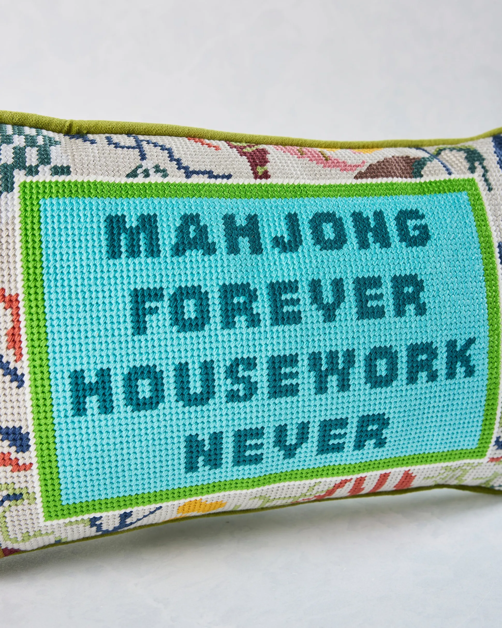 Mahjong Needlepoint Pillow in Multi