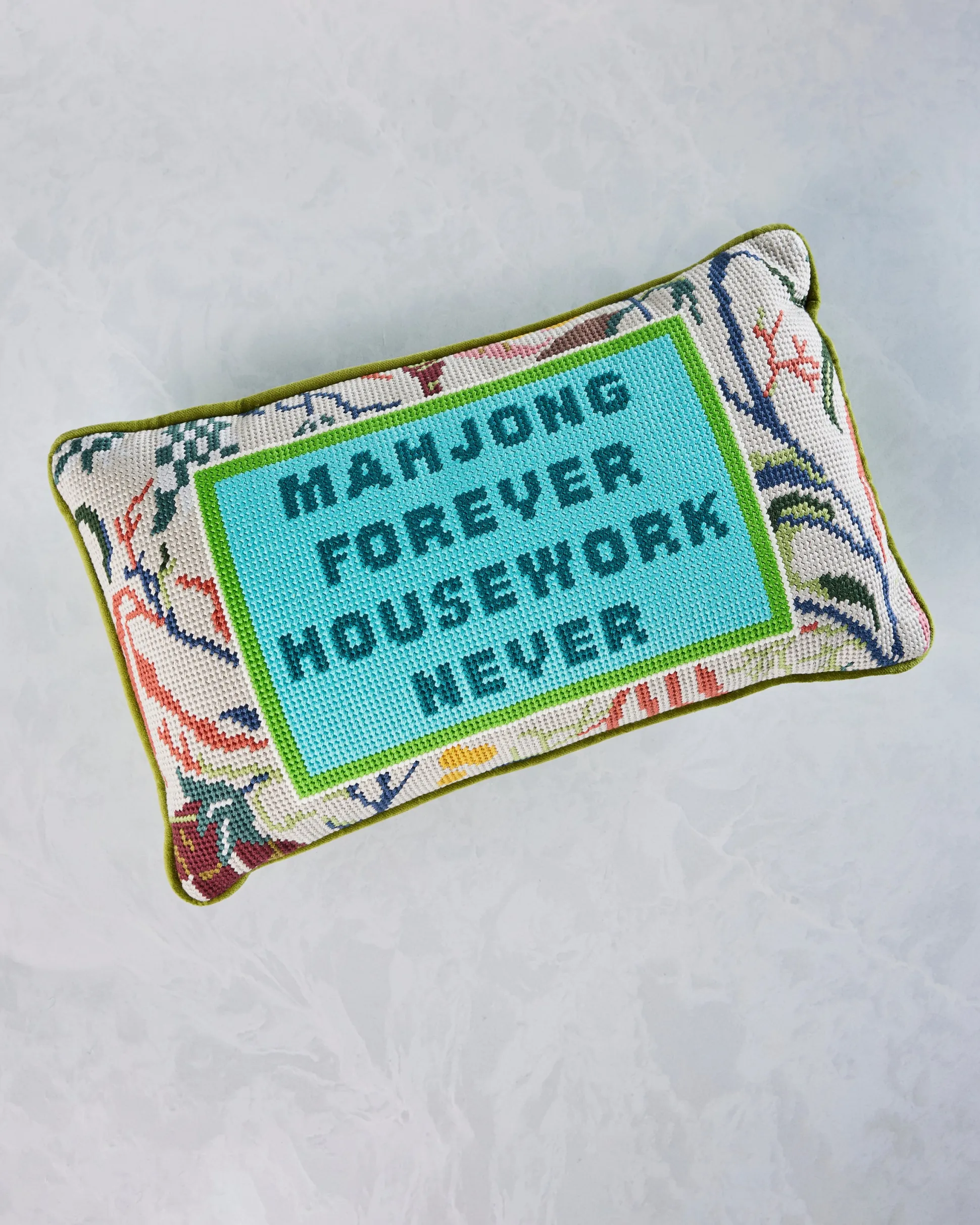 Mahjong Needlepoint Pillow in Multi