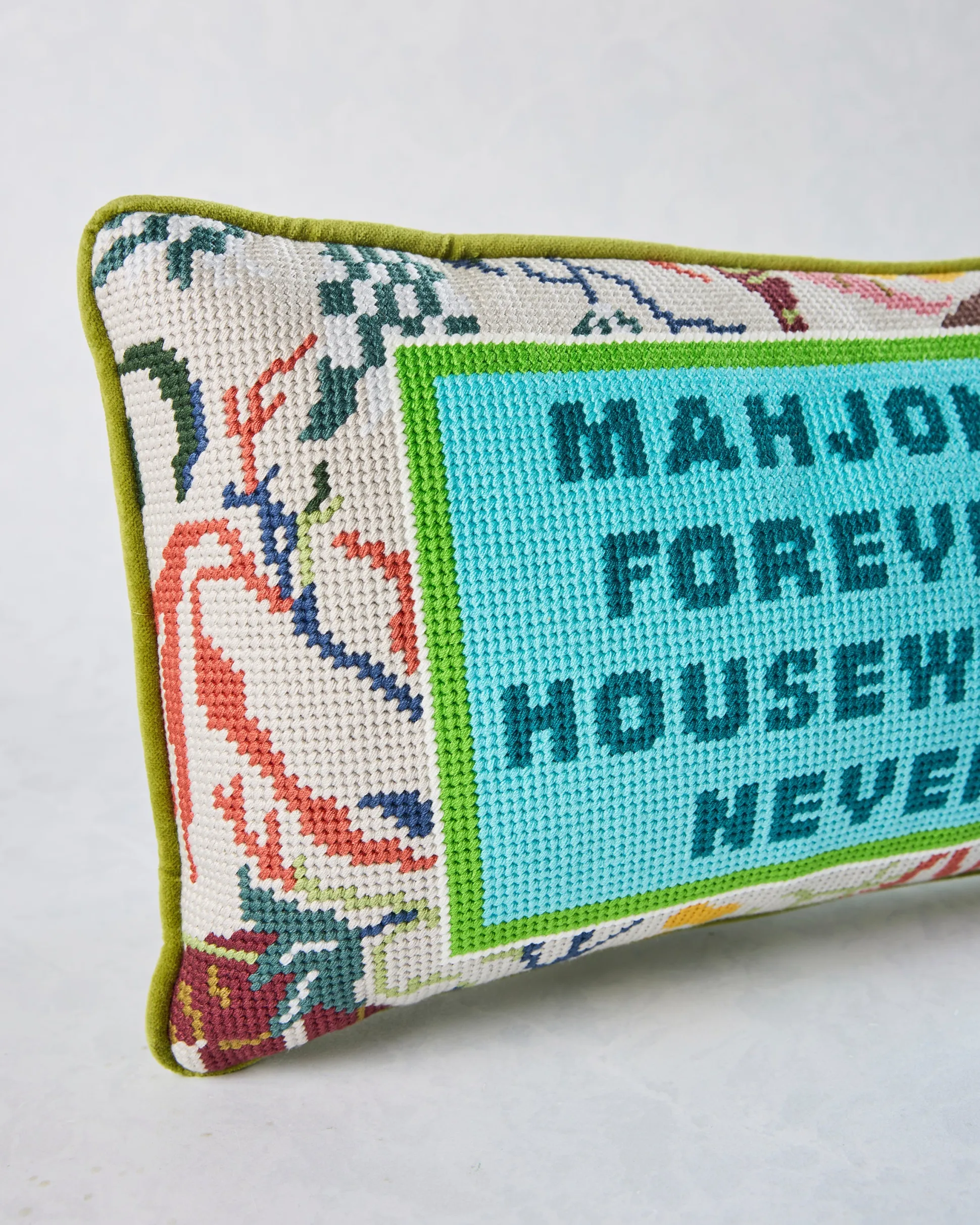 Mahjong Needlepoint Pillow in Multi