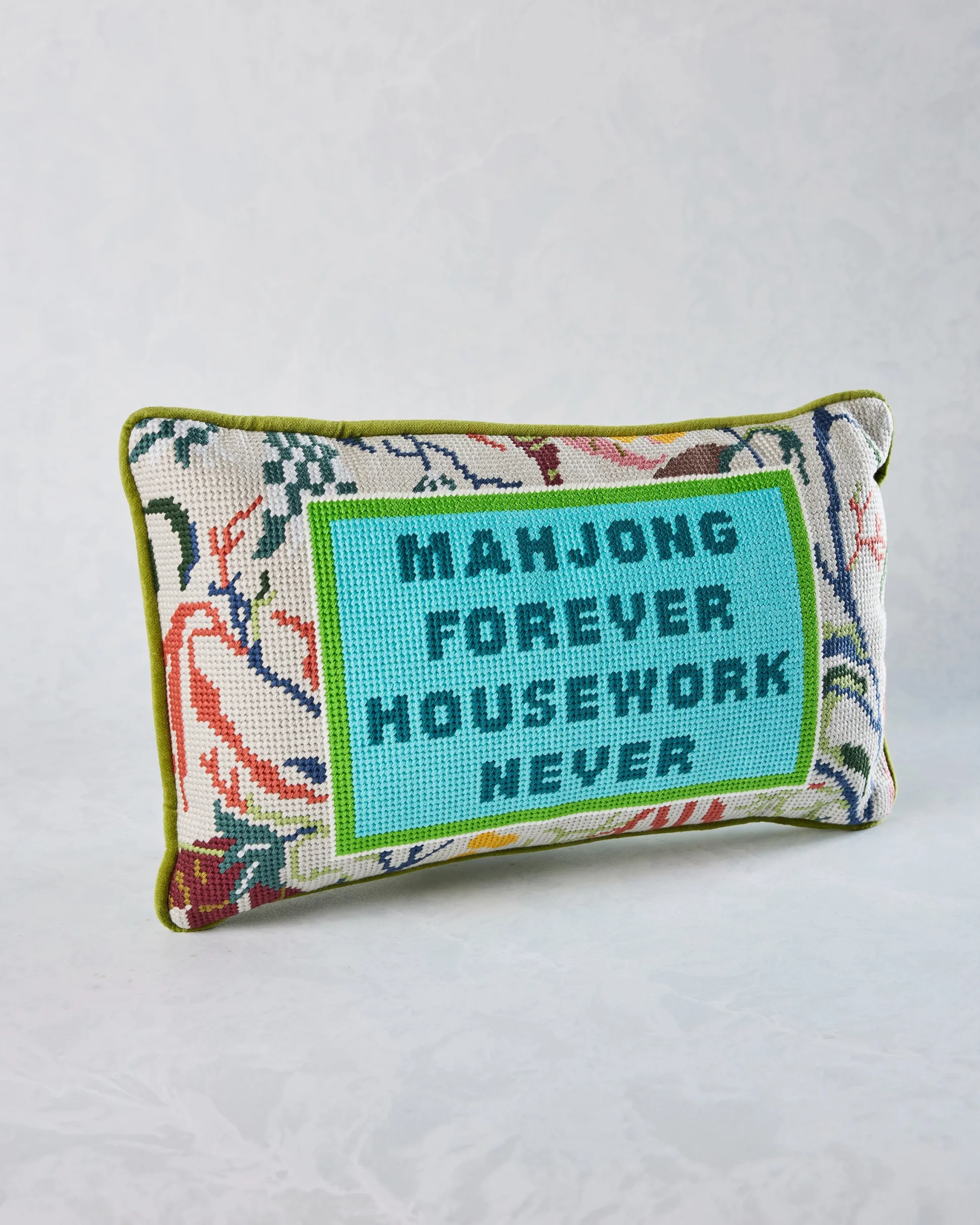 Mahjong Needlepoint Pillow in Multi