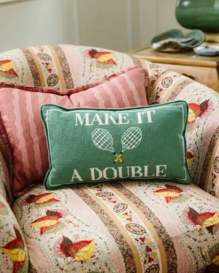Make it a Double Needlepoint Pillow in Green Combo