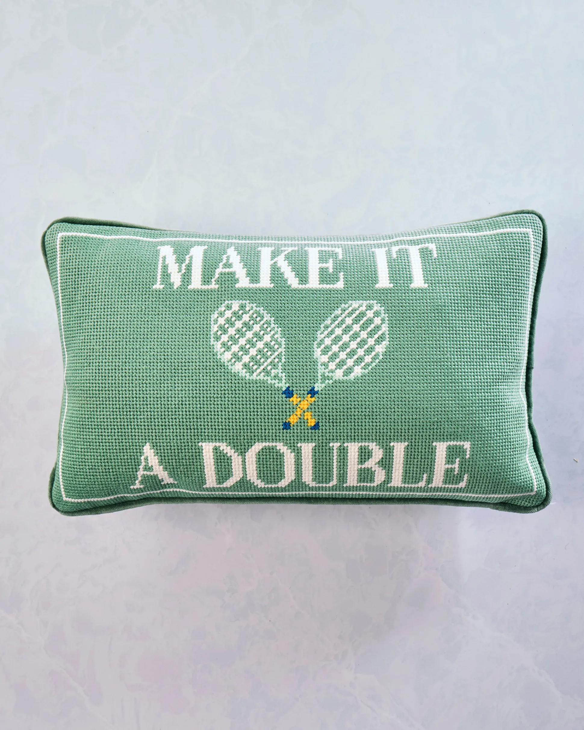 Make it a Double Needlepoint Pillow in Green Combo