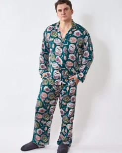 Men's Eco Satin Long PJ Set in Champagne & Caviar